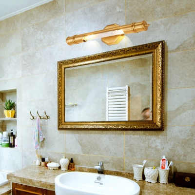 Bedroom Bathroom Tube Wall Lamp Metal 2 Lights Traditional Style Brass Sconce Light