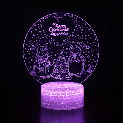 Christmas Element Pattern 3D Night Light 7 Color Changing LED Night Lamp with Touch Sensor for Home Decor