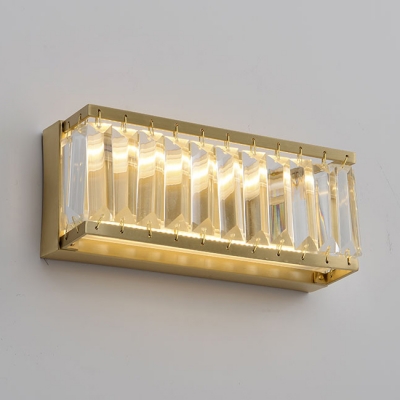 Crystal Rectangle Wall Light Dining Room Traditional Brass Sconce Light in White/Warm