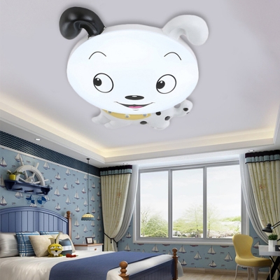 Cute Dog Shape Ceiling Mount Light Boy Girl Bedroom Creative Acrylic Resin Overhead Lighting with White Lighting