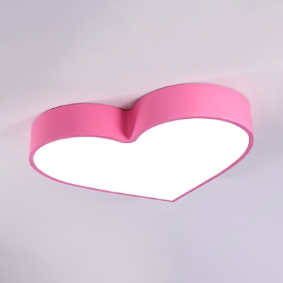 Cute Heart Shape Flush Ceiling Light Acrylic Metal Ceiling Mount Light in Red/Blue/Pink/Yellow for Girl Bedroom