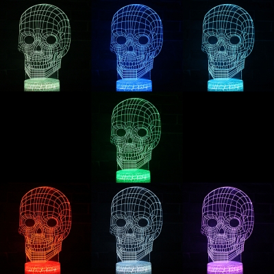 Decorative 7 Color 3D Night Light Touch Sensor Halloween Element Pattern LED Bedside Lamp for Festival