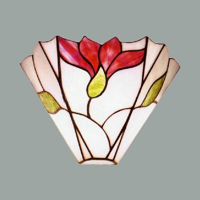 Living Room Flower Shade Wall Lamp Frosted Glass Tiffany Style Antique Wall Light with Multi Color