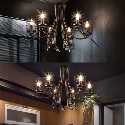 Industrial Spiral Chandelier 6 Lights Metal Chandelier Lamp for Dining Room