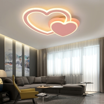 Love Heart Shape Ceiling Light White/Pink/Blue Slim Panel LED Flush Mount Light for Boy Girl Bedroom