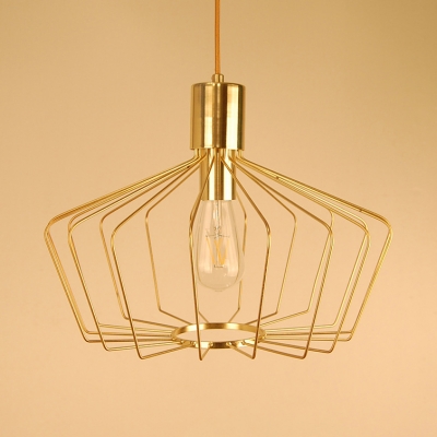 Metal Caged Hanging Light Single Light Antique Copper/Gold Pendant Light for Foyer
