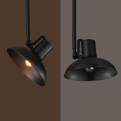Metal Dome Pendant Lighting Single Light Antique Hanging Lamp in Black for Kitchen