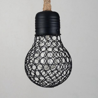 Metal Iron Wire Shape Hanging Light Single Light Industrial Pendant Light in Black