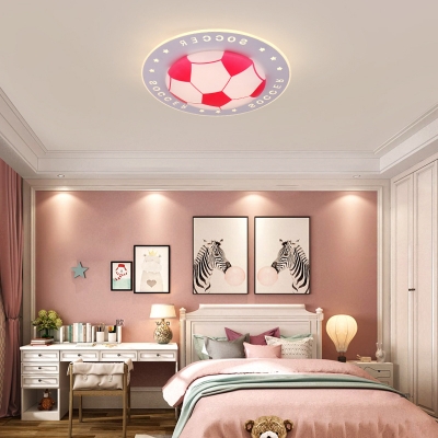 Soccer Pattern Ceiling Light 3 Colors Acrylic LED Flush Mount Light for Boy Girl Bedroom