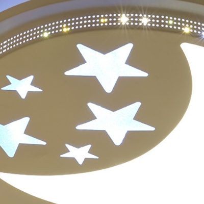 Star Pattern Round Mount Ceiling Light White Lighting/Third Gear/Stepless Dimming Light Fixture for Kids Room