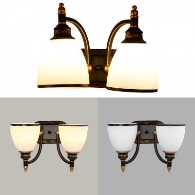 Up Lighting Sconce Light Bedroom Foyer 1/2 Lights Vintage Style Metal Frosted Glass Wall Sconce