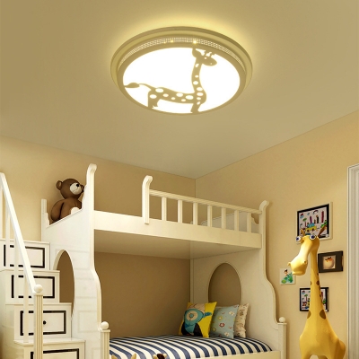 White Giraffe Ceiling Light Lovely White/Third Gear/Stepless Dimming Ceiling Mount Light for Kids Room