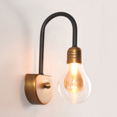 1/2/3 Lights Bulb Shape Sconce Wall Light European Style Metal and Glass Wall Lamp for Study Bedroom