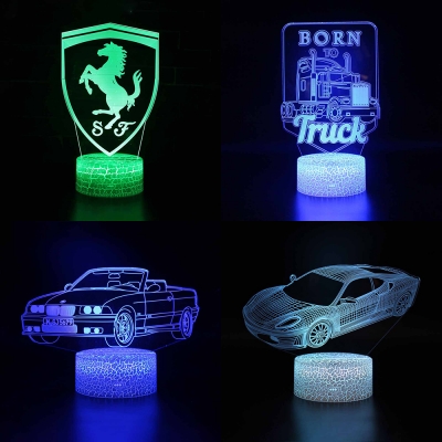 Boys Girls Child 3D Illusion Light 7 Color Changing Touch Sensor LED Night Light with Remote Controller