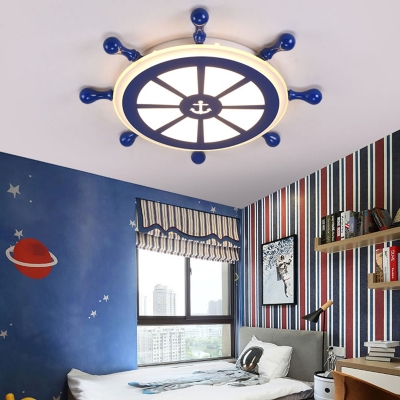 Creative Rudder Shape Ceiling Mount Light Warm Lighting/Stepless Dimming Eye-Caring Flush Ceiling Light for Child Room