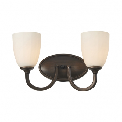 Curved Shade Sconce Light 1/2 Lights Traditional Style Glass and Metal Wall Lamp for Bedroom