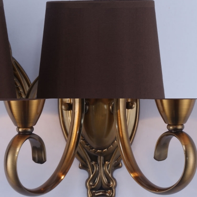 Dining Room Hotel Sconce Light Fabric Metal 1/2 Lights Antique Style Purple Tapered Shade Wall Light