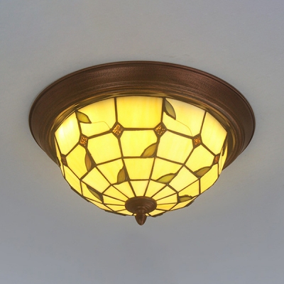 Dome Shade Restaurant Flush Mount Light Glass Shell 1 Light Rustic Style Ceiling Lamp