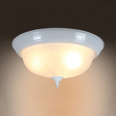 Dome Shape Flush Mont Light 3 Lights Vintage Style Overhead Light in White for Dining Room Living Room