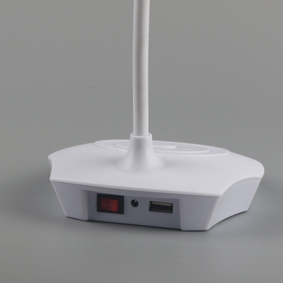 Foldable Gooseneck White Deck Lamp USB Charging Port and Battery Touch Sensor Reading Light for Bedside Table