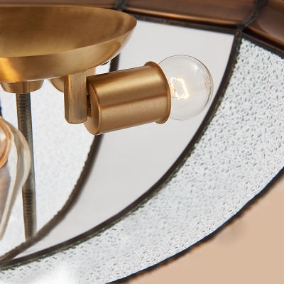 Glass Bowl Ceiling Lamp Hotel Foyer 3/4 Lights Elegant Style Flush Light in Brass