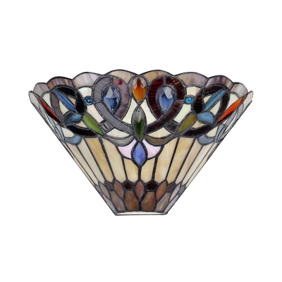 Glass Up Lighting Wall Lamp 1 Light Tiffany Style Antique Wall Sconce wit Multi Color for Living Room