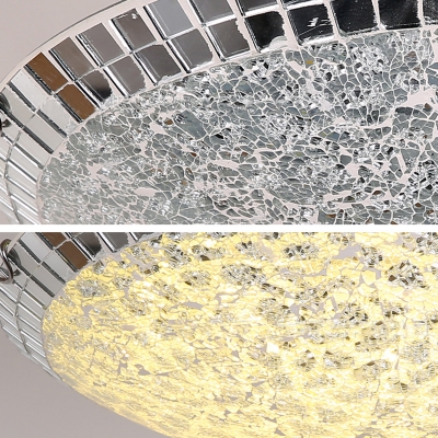 Living Room Bowl Flush Mount Light Cracked Glass 2/3 Lights Modern Style Ceiling Light