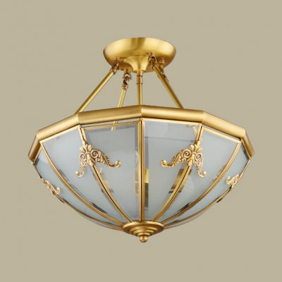 Luxurious Cone Semi Flush Mount Light Metal 4/6 Lights Ceiling Light for Bathroom Hotel