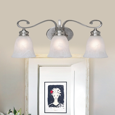 Metal Bell Shade Wall Light Bedroom 3 Lights Traditional Style Sconce Lamp in Nickle