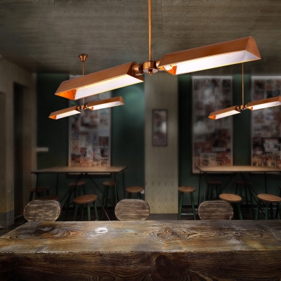 Metal Rectangle Linear Chandelier 2 Lights Antique Style Pendant Light for Dinging Room Kitchen