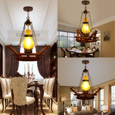 Single Light Gourd Pendant Light Industrial Brown Pendant Lamp for Kitchen Foyer