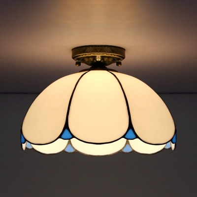 Tiffany Style Dome Flush Light Glass Simple Light Ceiling Light for Living Room Bedroom