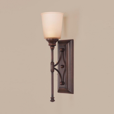 Traditional Up Lighting Wall Sconce 1 Light Glass Metal Sconce Light in Rust for Bathroom Living Room