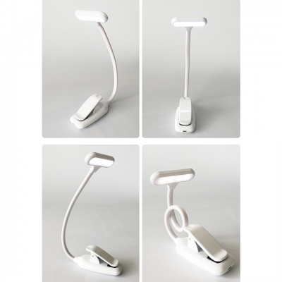 USB Charging Port Desk Light Flexible Gooseneck LED Desk Lamp with Clip and 3 Lighting Choice for Bedroom