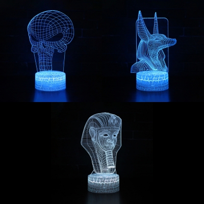 3 Pattern Design LED Night Light 7 Color Changing Touch Sensor 3D Illusion Lamp for Bedroom Living Room