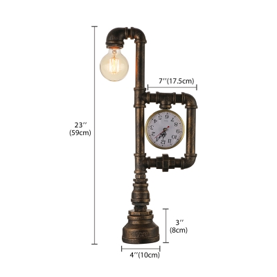 Antique Brass Single Light Clock LED Desk Lamp
