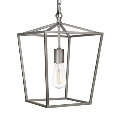 Antique Nickel Lantern Ceiling Light with Hanging Chain Vintage Metal Pendant Lighting for Kitchen Bar