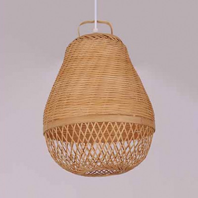 Bamboo Melon Ceiling Lights Single Light Antique Style Ceiling Fixture in Beige for Foyer