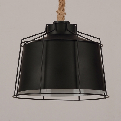 Black Flared Pendant Lighting Single Light Metal Hang Light for Dining Room