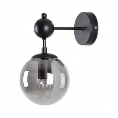 Black Globe Shape Wall Sconce Single Light Industrial Metal and Glass Wall Light for Bedroom Foyer