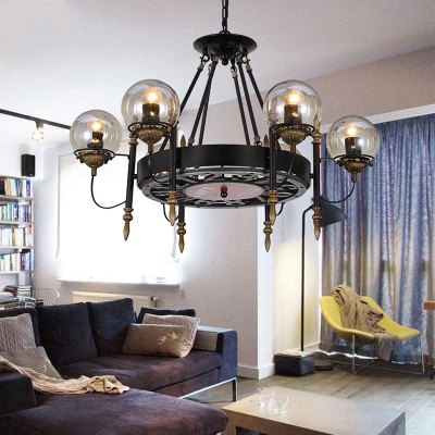 Classic Round Hanging Light Metal Height Adjustable 6/8 Lights Black Chandelier for Living Room Dining Room