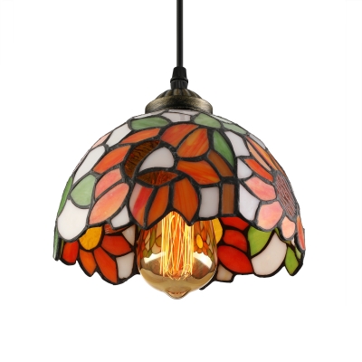 Elegant Tiffany Style Pendant Light with Oversize Sunflower Pattern