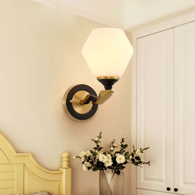 Frosted Glass White Shade Wall Sconce Dining Room Hallway 1/2 Lights Antique Style Wall Lamp