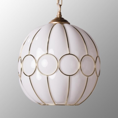 Globe Shape Pendant Light 1 Light Traditional Clear/White Glass Ceiling Light for Bedroom Foyer