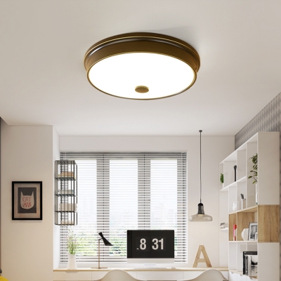 Living Room Round Flush Mount Light Metal 1 Light Simple Style Black/Gold Light Fixture