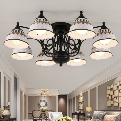 Metal Double Bubble Ceiling Light 3/6/8 Lights Antique Style Semi Flush Light for Hotel