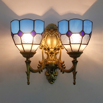 Metal Engraved Wall Light 2 Lights Vintage Style Sconce Light for Living Room Hallway