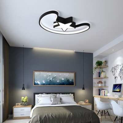 Multi Color Choice LED Light Fixture Boy Girl Kid Bedroom Moon Star Shape Ceiling Mount Light in Warm