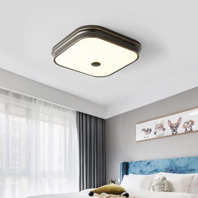 Simple Style Square Flush Light 1 Light Metal Ceiling Lamp in Black/Gold for Bedroom