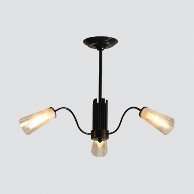 Simple Style Tapered Chandelier Metal 3/6/8 Lights Black Hanging Light for Study Room Hallway